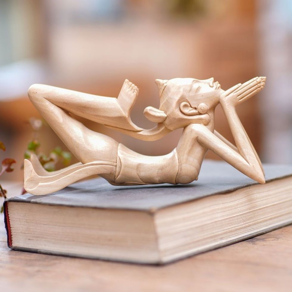 Handmade Wood Sculpture from Bali 'Flexible Female'