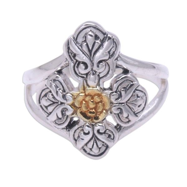 Alternate image for 18k Gold Accented Sterling Silver Cocktail Ring from Bali Cross of Blooms