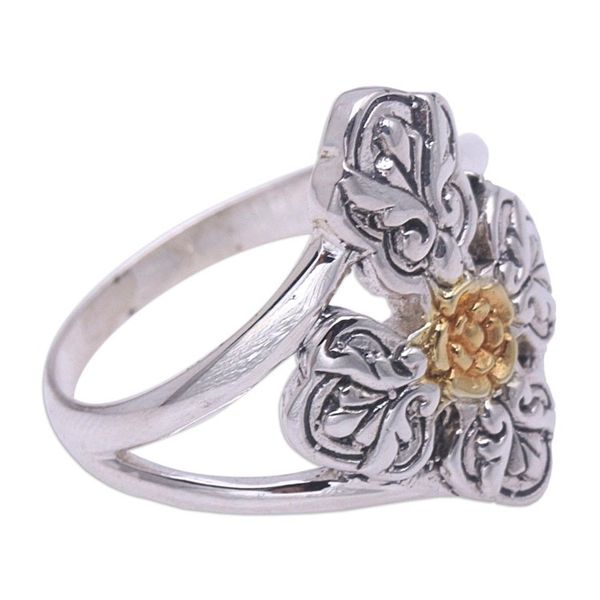 Alternate image for 18k Gold Accented Sterling Silver Cocktail Ring from Bali Cross of Blooms