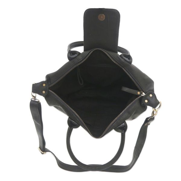 Alternate image for Black Leather Bowling Bag from Bali Style Section in Black