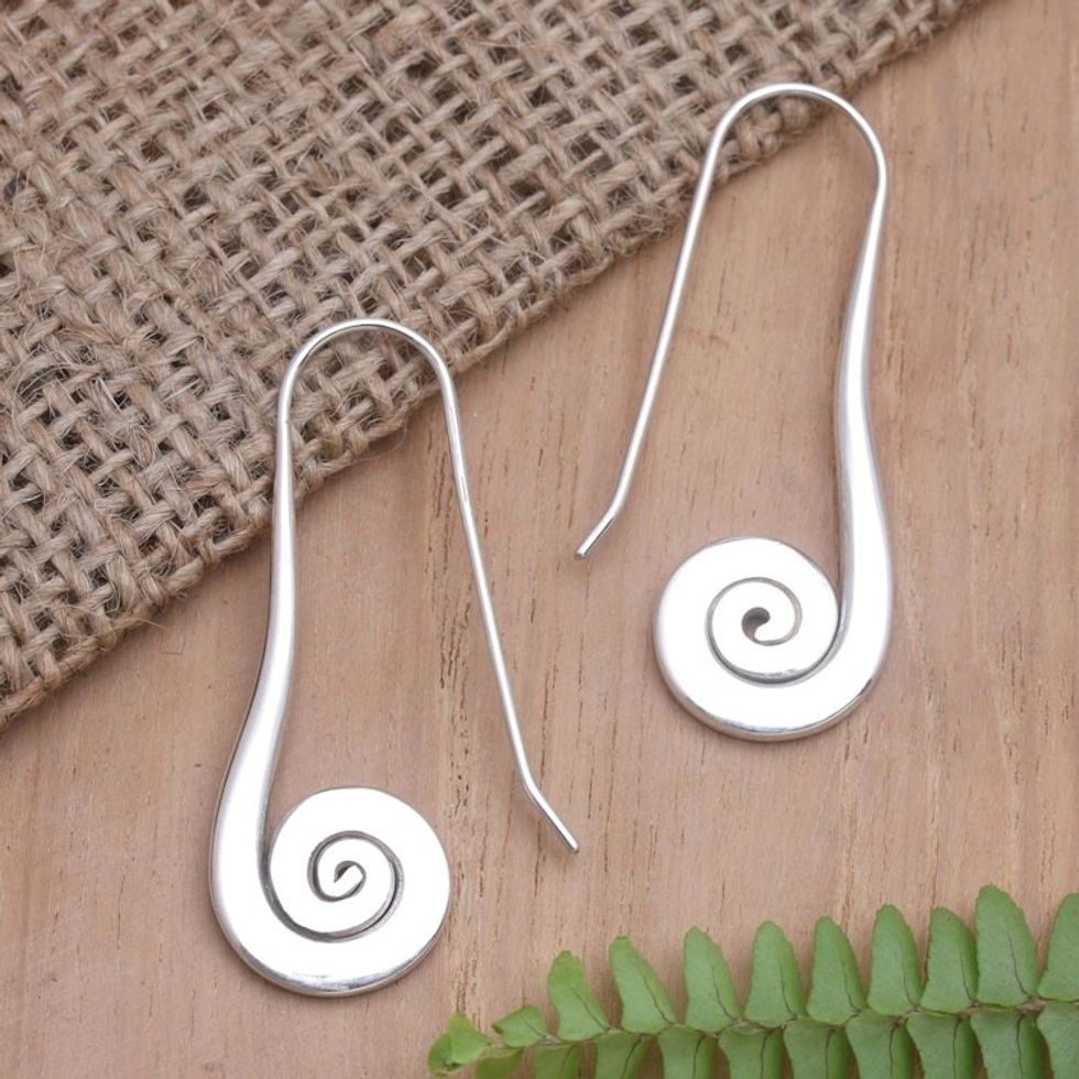 Lollipop-Inspired Sterling Silver Curled Drop Earrings 'Poured Candy'