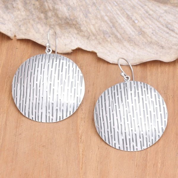 Alternate image for Artisan Crafted Sterling Silver Dangle Earrings Round Labyrinth