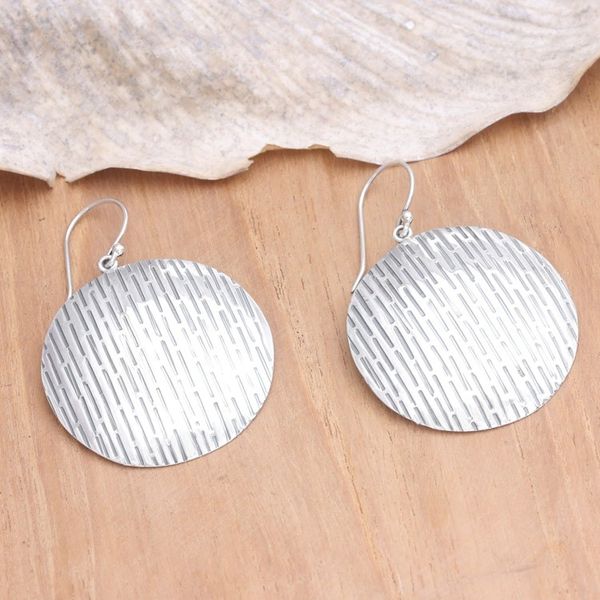 Alternate image for Artisan Crafted Sterling Silver Dangle Earrings Round Labyrinth