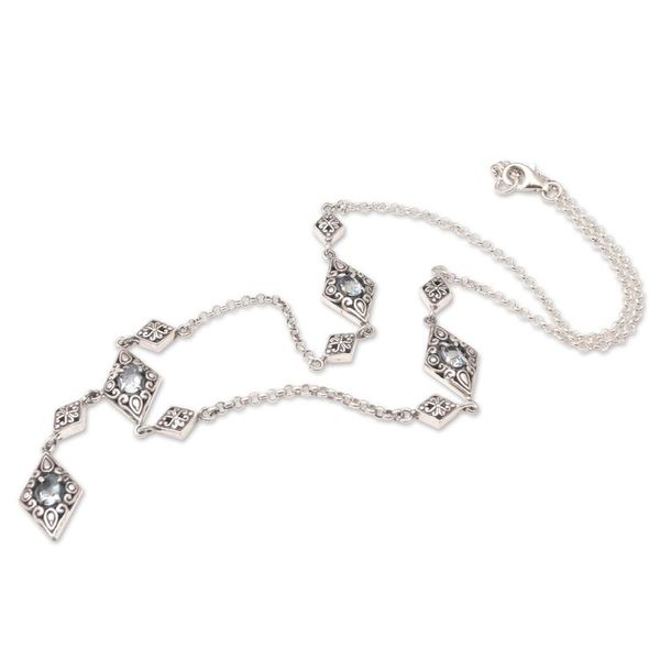 Alternate image for Hand Crafted Blue Topaz Pendant Necklace Blue Ice Caps