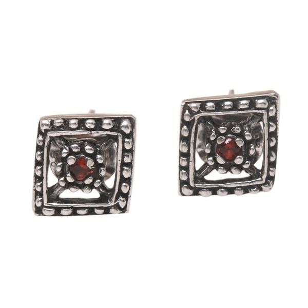 Alternate image for Artisan Crafted Garnet Earrings Radiant Rhombi