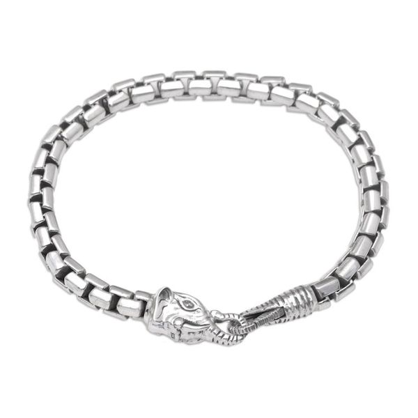 Alternate image for Elephant Head Sterling Silver Hexagon Link Bracelet Elephant Solidarity