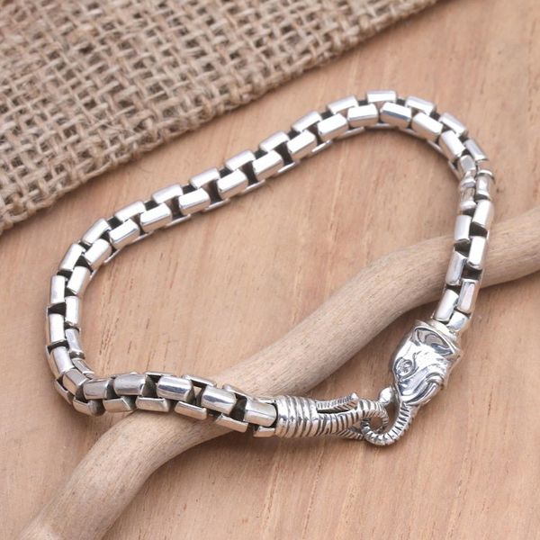 Alternate image for Elephant Head Sterling Silver Hexagon Link Bracelet Elephant Solidarity