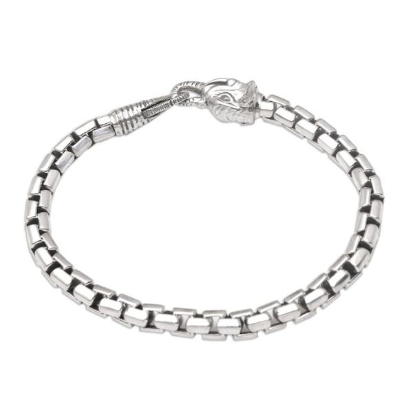 Alternate image for Elephant Head Sterling Silver Hexagon Link Bracelet Elephant Solidarity