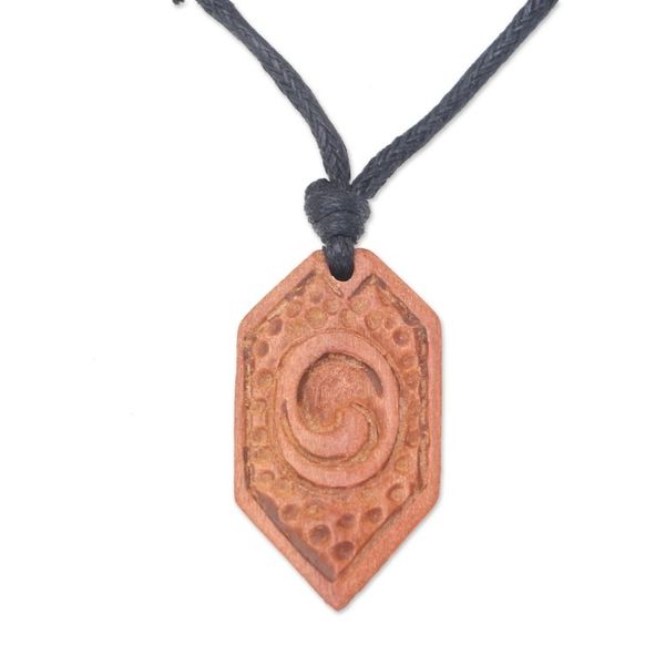 Alternate image for Mens Wood Pendant Necklace with Cotton Cord from Indonesia Strong Hero