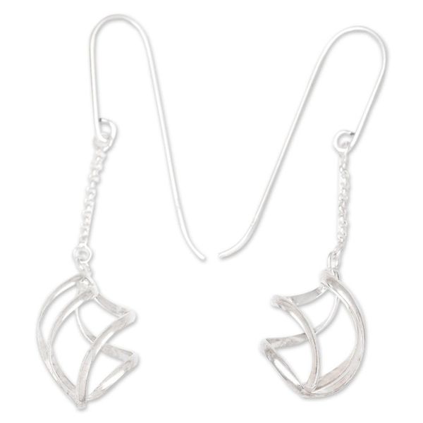 Alternate image for Sterling Silver Swirl Pendant Earrings on Hooks Incipient Cocoons