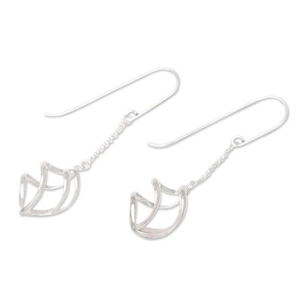 Alternate image for Sterling Silver Swirl Pendant Earrings on Hooks Incipient Cocoons