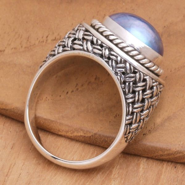 Alternate image for Sterling Silver Cocktail Ring with Blue Cultured Pearl Blue Wave