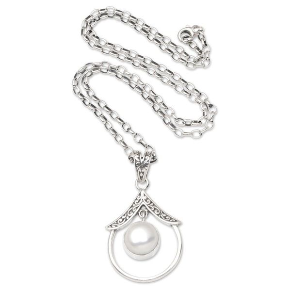Alternate image for Sterling Silver and Cultured Pearl Pendant Necklace Celebrate Your Life