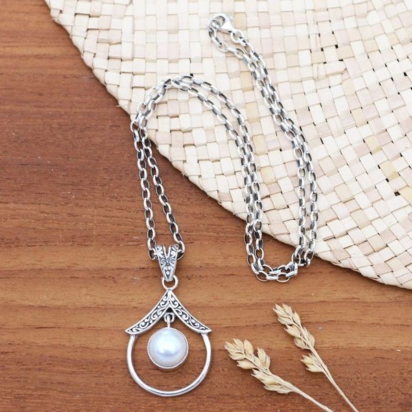 Alternate image for Sterling Silver and Cultured Pearl Pendant Necklace Celebrate Your Life