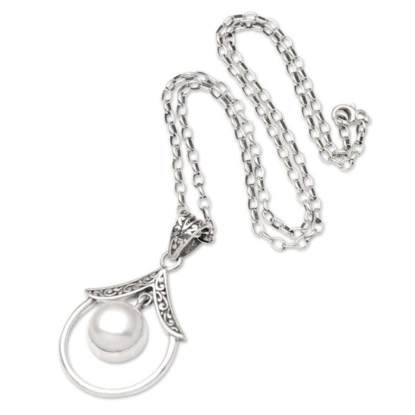 Alternate image for Sterling Silver and Cultured Pearl Pendant Necklace Celebrate Your Life