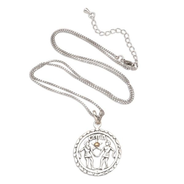 Alternate image for 18k Gold-Accented Gemini Pendant Necklace from Bali Sparkling Gemini