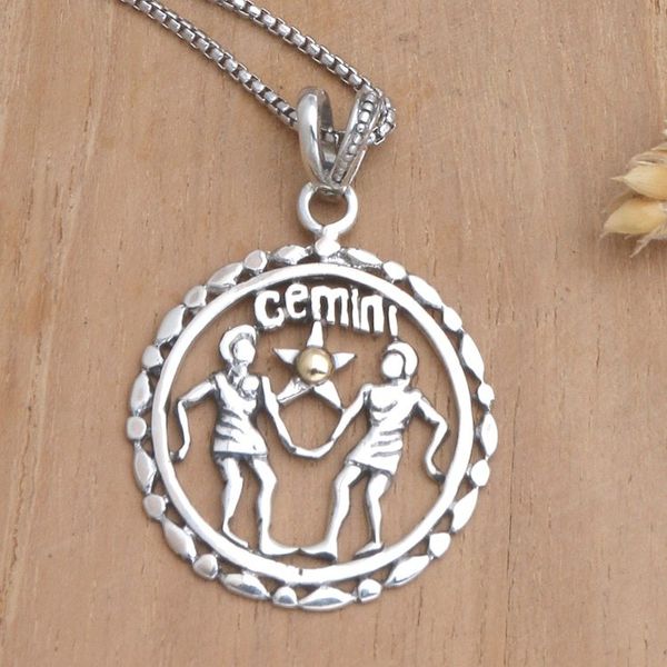 Alternate image for 18k Gold-Accented Gemini Pendant Necklace from Bali Sparkling Gemini