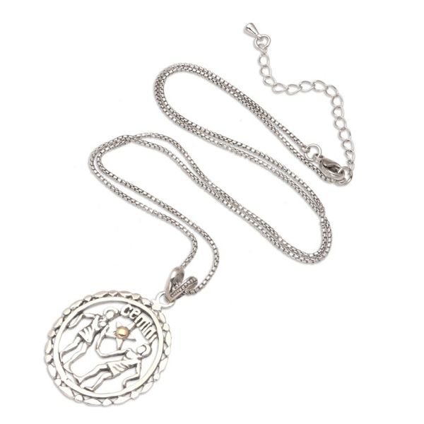 Alternate image for 18k Gold-Accented Gemini Pendant Necklace from Bali Sparkling Gemini