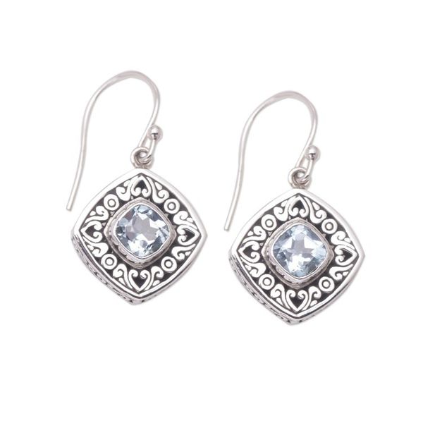 Alternate image for 925 Sterling Silver and Blue Topaz Dangle Earrings from Bali Stuck on You in Blue