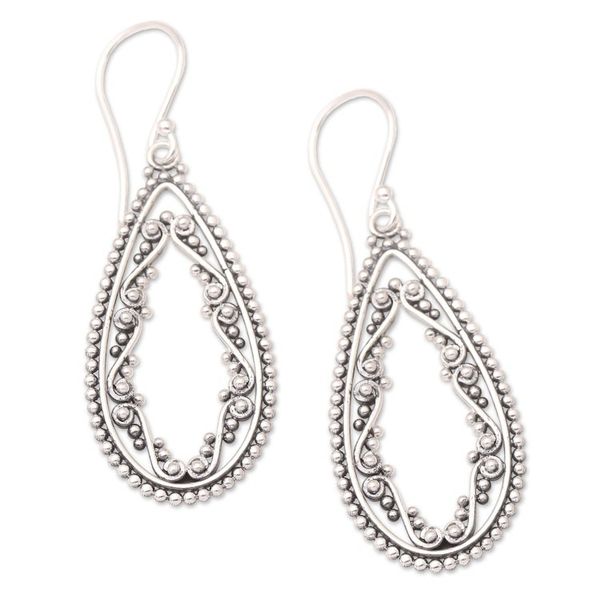 Alternate image for Silversmith Crafted 925 Sterling Dangle Earrings from Bali Elegant Kingdom