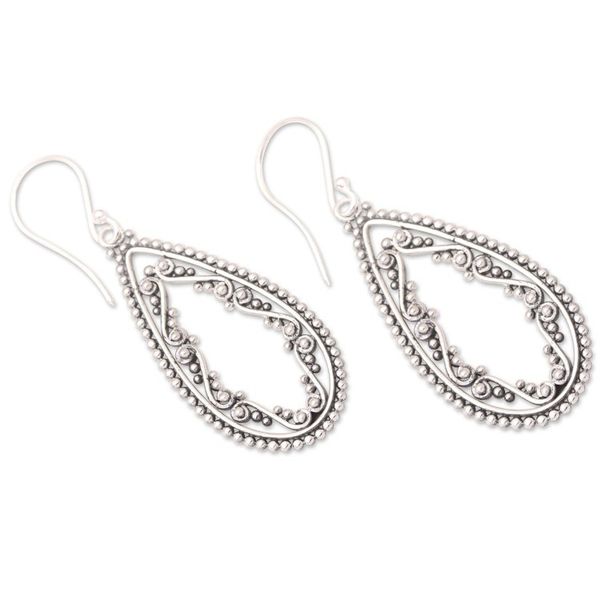 Alternate image for Silversmith Crafted 925 Sterling Dangle Earrings from Bali Elegant Kingdom
