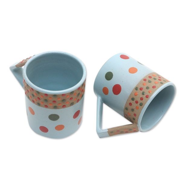 Alternate image for Javanese Ceramic Mugs Pair Rainbow Dots