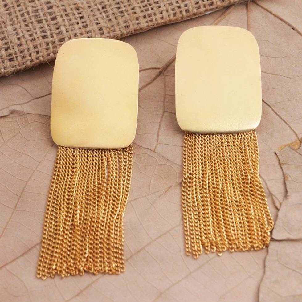 22k Gold-Plated Waterfall Earrings from Bali 'Sparkling Waterfall'
