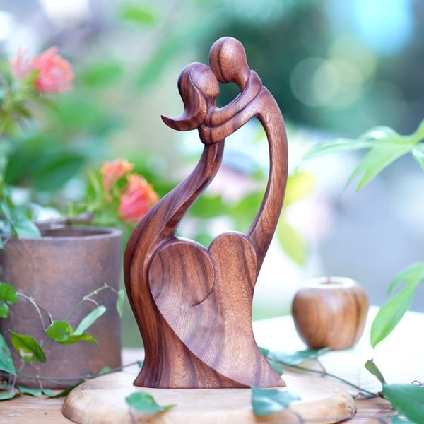 Alternate image for Artisan Handcrafted Wood Sculpture I Missed You