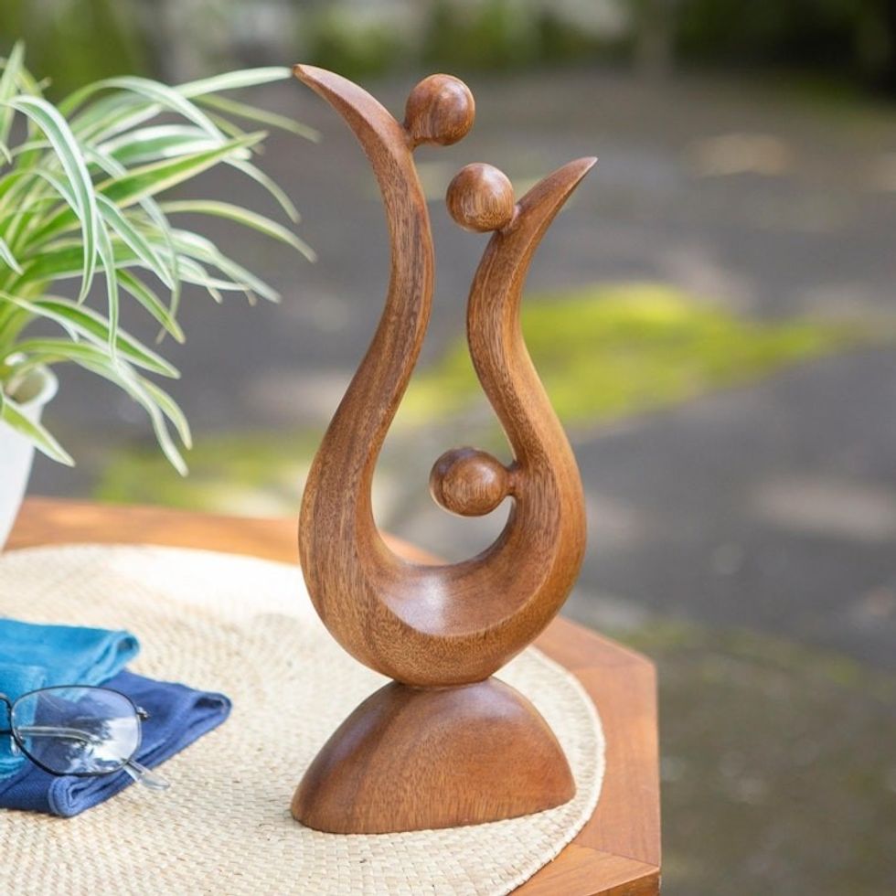 Abstract Suar Wood Statuette from Bali 'Trading Places'