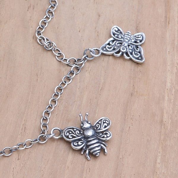 Alternate image for Javanese Garnet Charm Anklet with Butterfly Motif Wild Wings