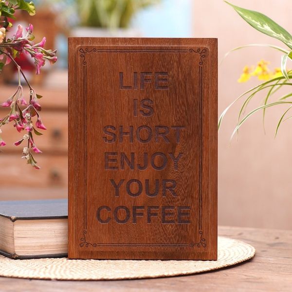 Alternate image for Coffee-Themed Reclaimed Wood Plaque from Bali Coffee Time