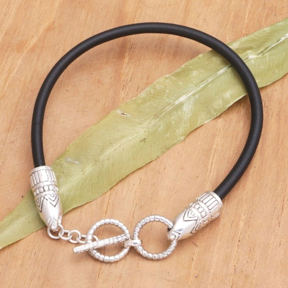 Cord Bracelet with Sterling Silver Accents Crafted in Bali 'A Glance at You'
