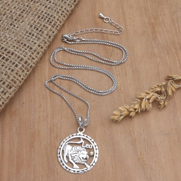 Alternate image for 18k Gold-Accented Leo Pendant Necklace from Bali Sparkling Leo