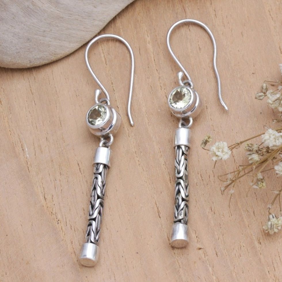 Faceted Citrine Sterling Silver Dangle Earrings from Bali 'Optimistic Journey'
