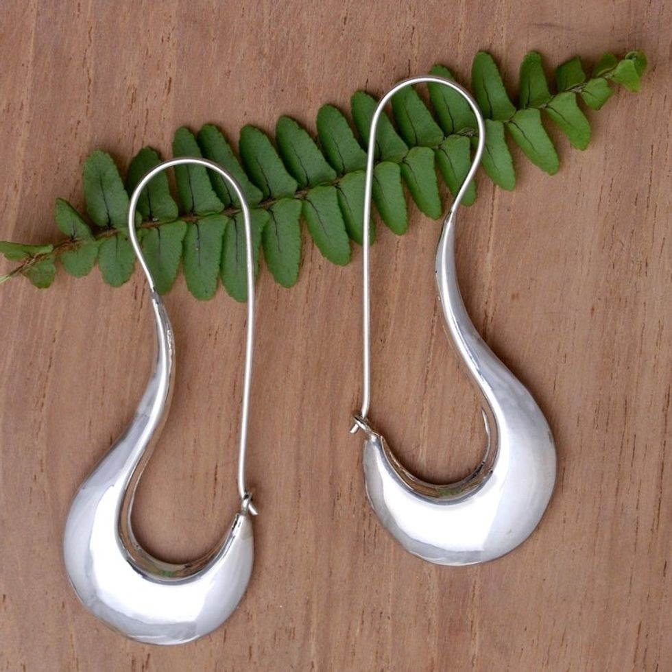 Candy Cane-Inspired Sterling Silver Drop Earrings 'Shimmering White Light'