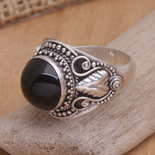 Alternate image for Onyx Sterling Silver Cocktail Ring from Bali Majestic Vitality