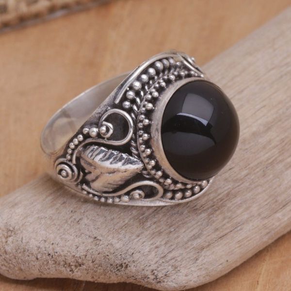 Alternate image for Onyx Sterling Silver Cocktail Ring from Bali Majestic Vitality