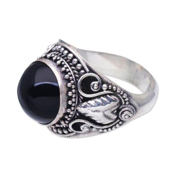 Alternate image for Onyx Sterling Silver Cocktail Ring from Bali Majestic Vitality
