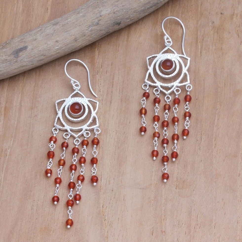 Sterling Silver and Carnelian Dangle Earrings 'Sacral Chakra'