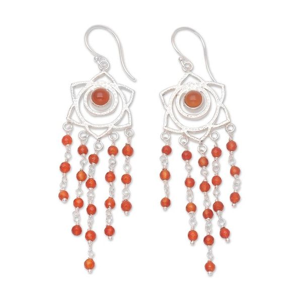 Alternate image for Sterling Silver and Carnelian Dangle Earrings Sacral Chakra