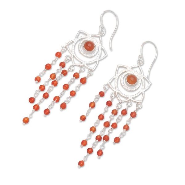 Alternate image for Sterling Silver and Carnelian Dangle Earrings Sacral Chakra