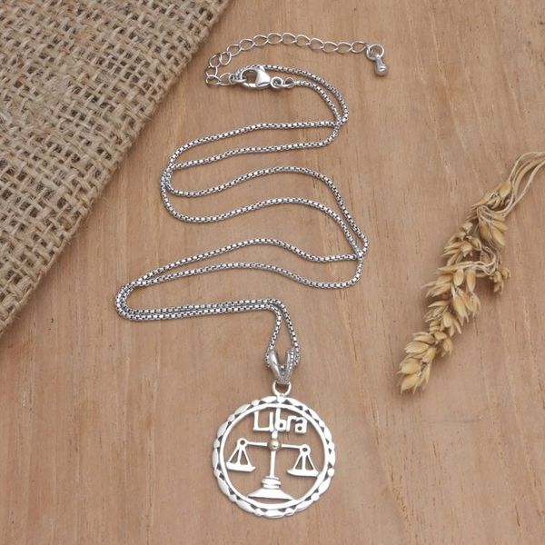 Alternate image for 18k Gold-Accented Libra Pendant Necklace from Bali Sparkling Libra