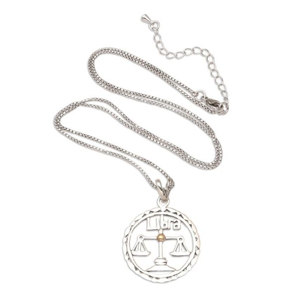 Alternate image for 18k Gold-Accented Libra Pendant Necklace from Bali Sparkling Libra