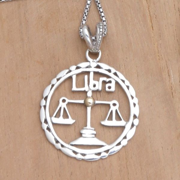 Alternate image for 18k Gold-Accented Libra Pendant Necklace from Bali Sparkling Libra