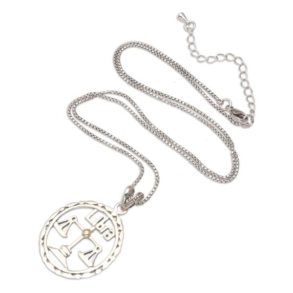 Alternate image for 18k Gold-Accented Libra Pendant Necklace from Bali Sparkling Libra