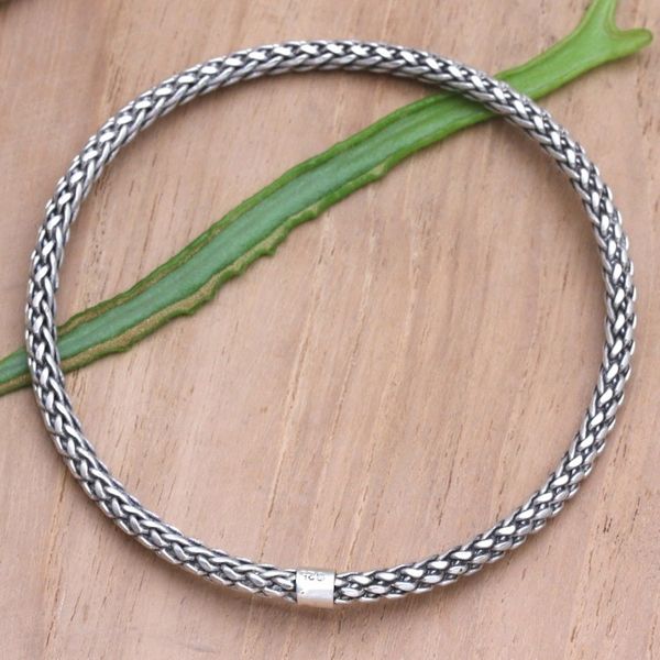 Alternate image for Hand Made Sterling Silver Bangle Bracelet Hit the Waves