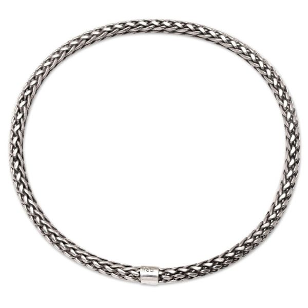 Alternate image for Hand Made Sterling Silver Bangle Bracelet Hit the Waves