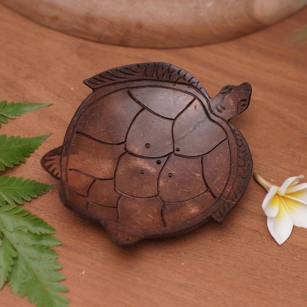 Alternate image for Artisan Carved Turtle-Themed Coconut Soap Holder from Bali Spotless Shell