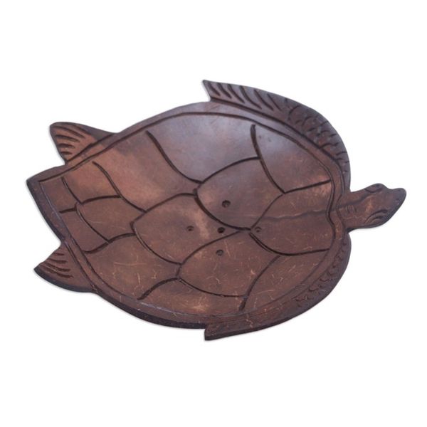 Alternate image for Artisan Carved Turtle-Themed Coconut Soap Holder from Bali Spotless Shell