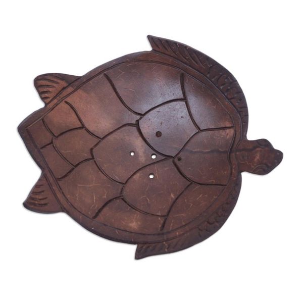 Alternate image for Artisan Carved Turtle-Themed Coconut Soap Holder from Bali Spotless Shell